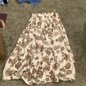 Entro Cream and Brown Floral Maxi Skirt